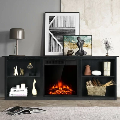Costway 70'' 2-Tier TV Fireplace Stand W/22.5'' Electric Fireplace Up To 75'' - Image 3