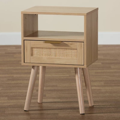 Emmett Wood 1 Drawer End Table Light Brown/Gold - Baxton Studio - Image 8