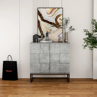 Adams 2-doors Cement Gray Cabinet With 1 Adjustable Inner Shelves - The Pop Maison