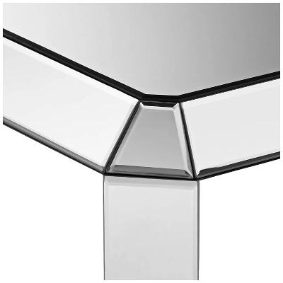 Studio 55D Modern Mirrored Rectangular Accent Side End Table 21" X 16" With Open Shelf Beveled For Living Room Bedroom Bedside - Image 3