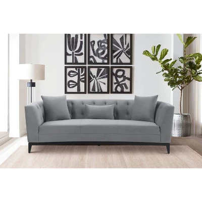Melange Velvet Sofa Gray - Armen Living - Image 7