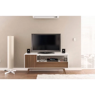 Porto Seguro TV Stand For TVs Up To 60" White/Walnut - Polifurniture