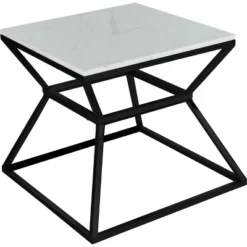 17" Audrey Marble Side Table High Black - Adore Decor
