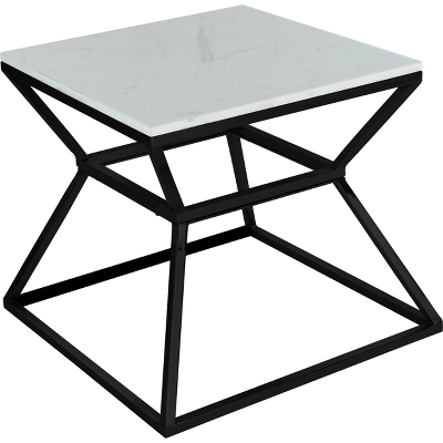 17" Audrey Marble Side Table High Black - Adore Decor