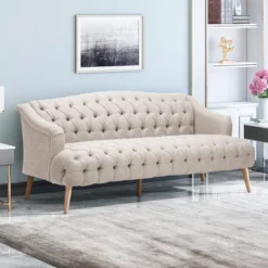 Adelia Contemporary Tufted Sofa Beige - Christopher Knight Home