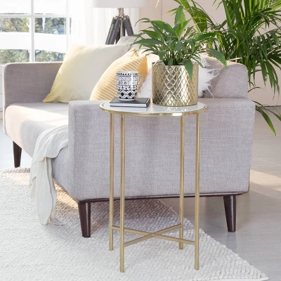 Elliott Marble Side Table White/Gold - Adore Decor