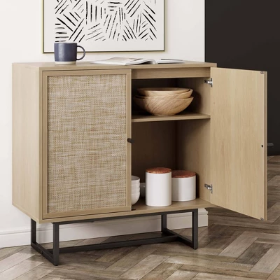 Kova Wood And Rattan Storage Cabinet - Nathan James - Image 2