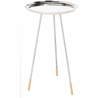 Calix Tri Leg Contemporary Glam Side Table - Silver/Gold - Safavieh - Image 3