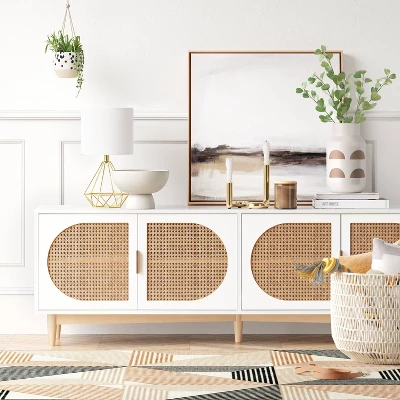 Organic Caned TV Stand For TVs Up To 65" White - Threshold™