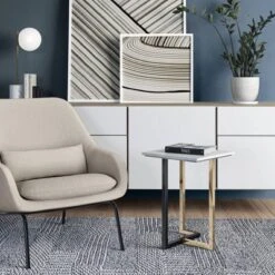 Dobson Marble Side Table White - WyndenHall