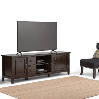 Hampshire Solid Wood Wide TV Stand For TVs Up To 80" Dark Brown - WyndenHall