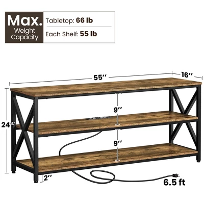 Yaheetech 55 Inch Industrial TV Stand 3-Layer TV Shelf - Image 2