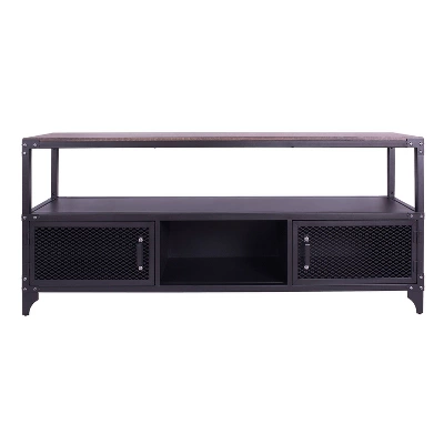 70" Flash Meadow Storage TV Stand For TVs Up To 75" Sand Black/Dark Walnut - HOMES: Inside + Out - Image 2