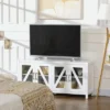 HOMCOM TV Cabinet Stand For TVs Up To 58", Entertainment Center With Adjustable Shelves, 4 Glass Doors And 4 Cable Holes For Living Room, White