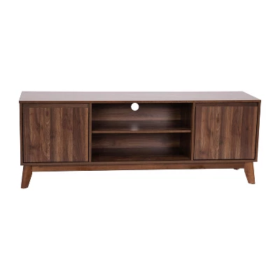 Flash Furniture Hatfield Mid-Century Modern TV Stand For Up To 64 Inch TV's - 60 Inch Media Center With Adjustable Center Shelf And Dual Soft Close Doors - Image 12