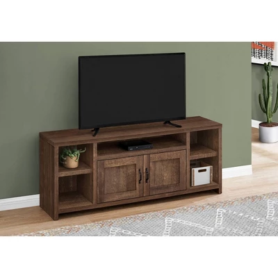 Modern Farmhouse Reclaimed Wood Look 2 Door 5 Shelf TV Stand For TVs Up To 60" - EveryRoom