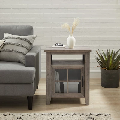 Transitional Classic Windowpane Storage Side Table - Saracina Home - Image 3