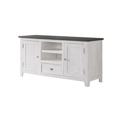 Monterey Solid Wood TV Stand In White With Gray Top - Martin Svensson Home