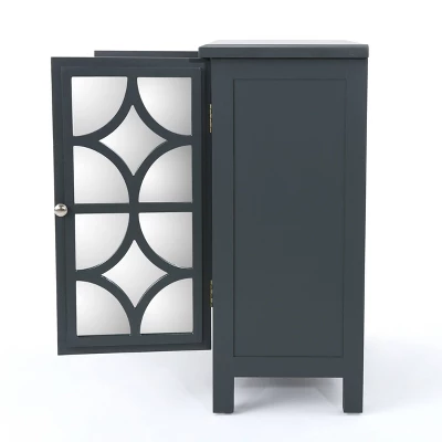 Melora Fir Wood Cabinet With Mirrored Doors Charcoal Gray - Christopher Knight Home - Image 5