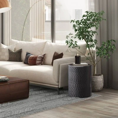 Ledger Metal Side Table Hammered Antique Copper - WyndenHall