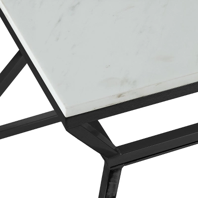 17" Audrey Marble Side Table High Black - Adore Decor - Image 2