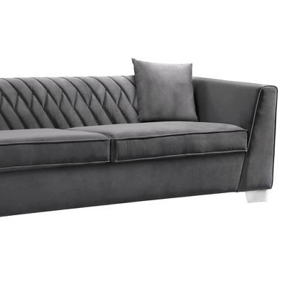 Cambridge Contemporary Sofa Velvet Dark Gray - Armen Living
