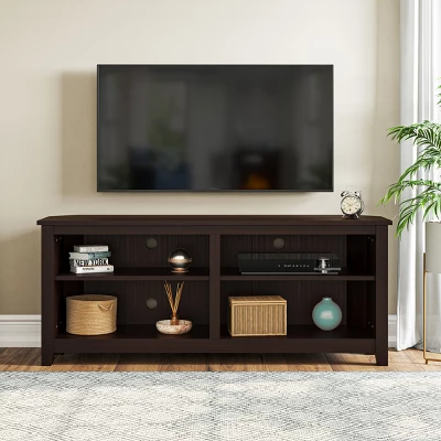 Entertainment Center - TV Stand Supports Up To 65-inch TVs - Traditional Design With 4 Cubbies And 2 Shelves By Lavish Home (Espresso) - Image 4