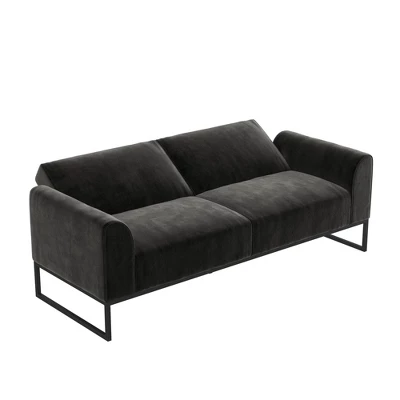 Adley Velvet Fabric Coil Futon With Metal Base - CosmoLiving By Cosmopolitan - Image 3