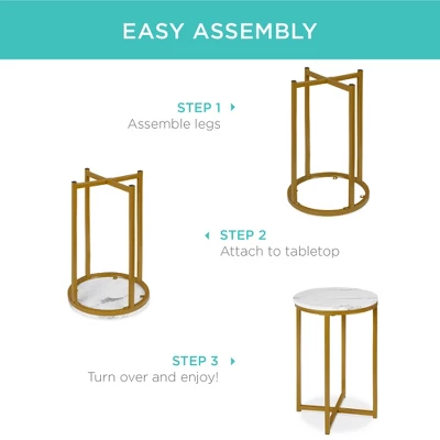 Best Choice Products 16in Faux Marble Modern Round Living Room Accent Side Table W/ Metal Frame - Image 5