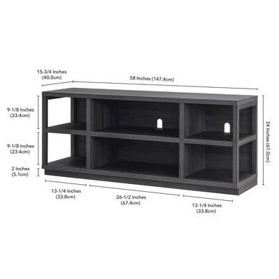 58 In. Charcoal Gray MDF TV Stand - Henn&Hart - Image 4