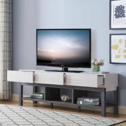 Contra TV Stand For TVs Up To 66" White Oak/Distressed Gray - MiBasics