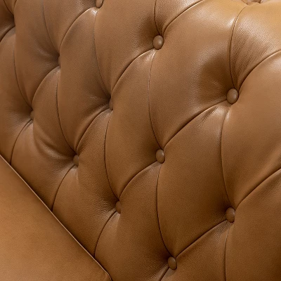 Pablo 81.5" Wide 81.5" Wide Chesterfield Tufted Genuine Wing Back Leather Sofa For Living Room-A+B | ARTFUL LIVING DESIGN - Image 7