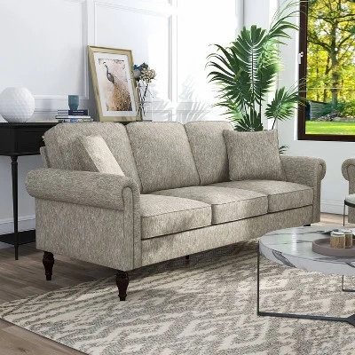 Evok Contemporary Chenille Upholstered Sofa - MiBasics
