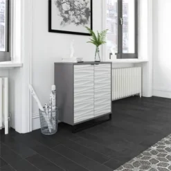 Maddock 2 Door Accent Cabinet With Faux Wave Pattern Graphite - Room & Joy