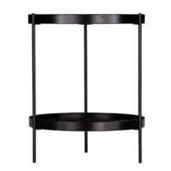 Vermicelli Round Farmhouse Style End Table Black - Aiden Lane