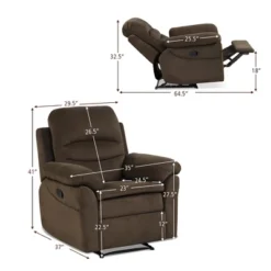 Costway Recliner Chair Single Sofa Armchair Sleeper Lounger W/ Footrest GreyBrown