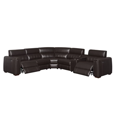 6pc Nara Dual Power Leather Reclining Sectional Sofas Espresso - Steve Silver Co. - Image 3