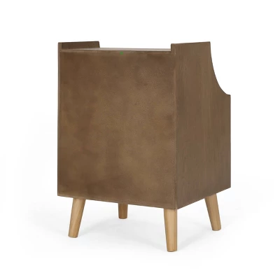 Boyes Contemporary End Table With Hutch Walnut/Natural/Antique Gold - Christopher Knight Home - Image 3