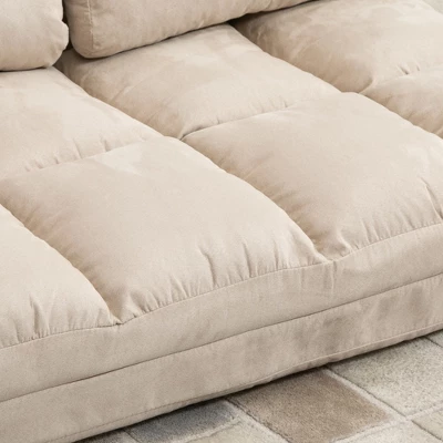 HOMCOM Convertible Floor Sofa Chair, Folding Upholstered Couch Bed, Adjustable Guest Chaise Lounge With Metal Frame And 2 Pillows - Image 4