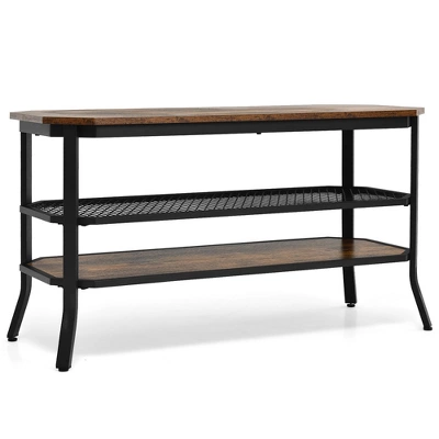 Costway 3-tier TV Stand Console Table Media Entertainment Center W/Mesh Storage Shelf - Image 9