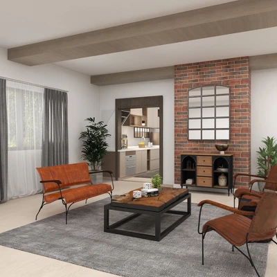 Vintage Leather Loveseat Brown - Olivia & May - Image 12