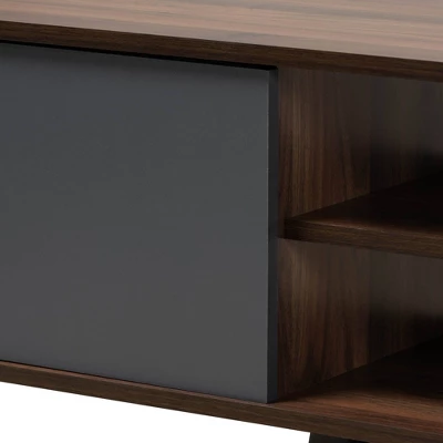 Clapton Multi Toned Wood TV Stand For TVs Up To 75" Gray/Brown - Baxton Studio - Image 4
