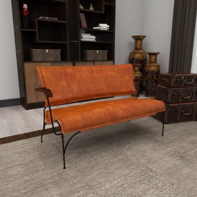 Vintage Leather Loveseat Brown - Olivia & May - Image 8