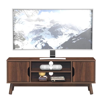 Tangkula TV Stand Storage Media Console For TV’s Up To 50’’ Wooden Entertainment Center W/Shelves Brown/Black/White - Image 5