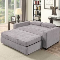 Andrea Convertible Futon Sleeper Sofa Light Gray - Serta