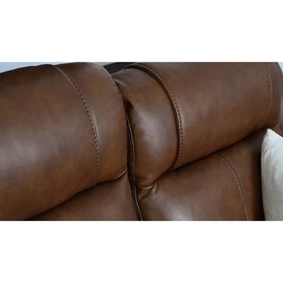 Gilbert Leather Manual Reclining Sofa Brown - Abbyson Living - Image 3