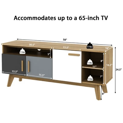 Costway TV Stand For TVs Up To 65'' Entertainment Center Console W/ Adjustable Shelf