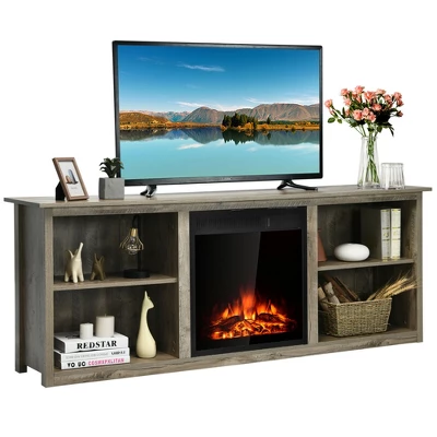 Costway 70'' 2-Tier TV Fireplace Stand W/22.5'' Electric Fireplace Up To 75'' - Image 12