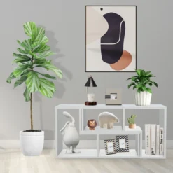 Tangkula 3 PCS Adjustable TV Stand Minimalist Entertainment Center For 43 55 60 65 Inch TV Media Console Table White