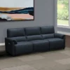 Lily Leather Power Recliner Sofa With Power Headrests Blue - Abbyson Living